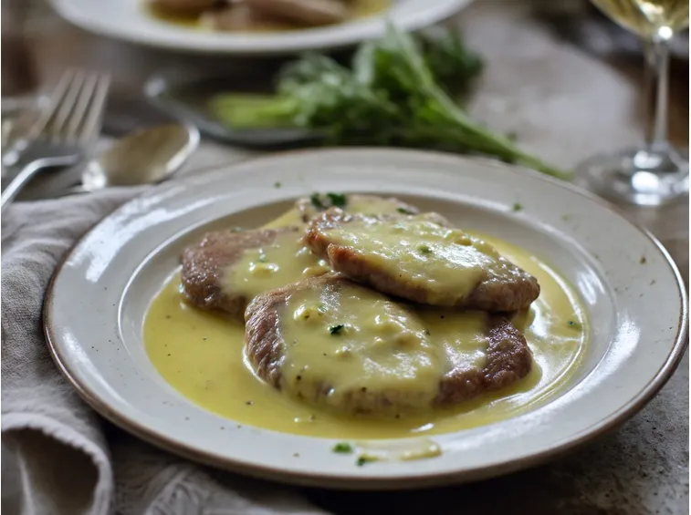 scaloppine al vino bianco e senape
